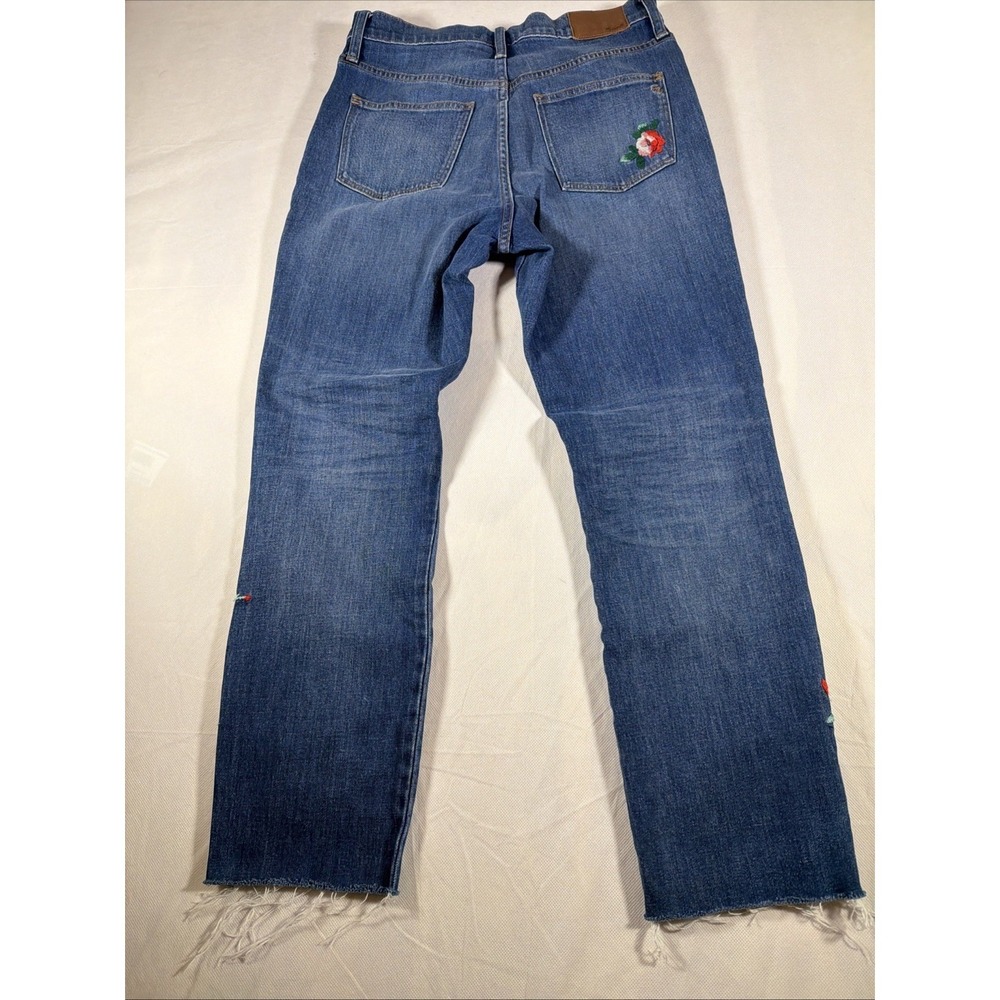 Madewell The Slim Boyjean Floral Embroidered High Rise Straight Leg Jeans 30 - Picture 10 of 16